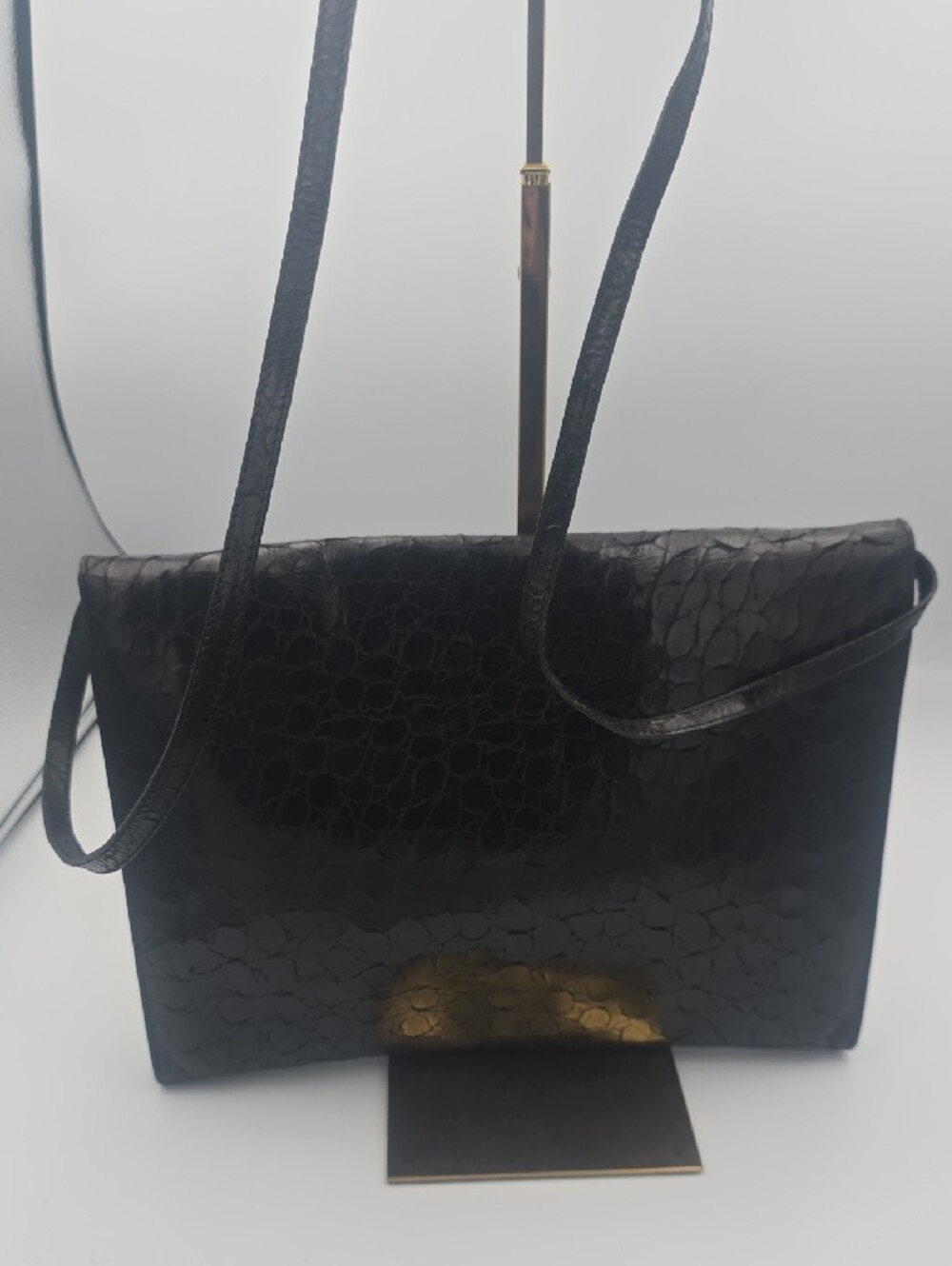 Furla Black Vintage Croc-Textured Large Envelope Crossbody/Clutch Bag (EUC)🖤 - Picture 12 of 13